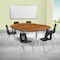 Flash Furniture 86" Oval Wave Oak Table Set-18" Stack Chairs XU-GRP-18CH-A3060CON-60-OAK-T-A-GG - alternate 1